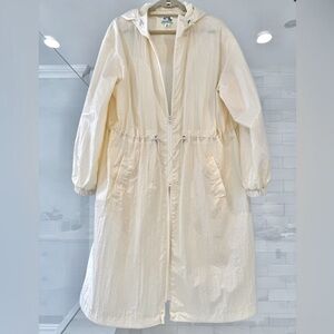 Light Cream Hooded Zip-Front Anorak Raincoat NWOT